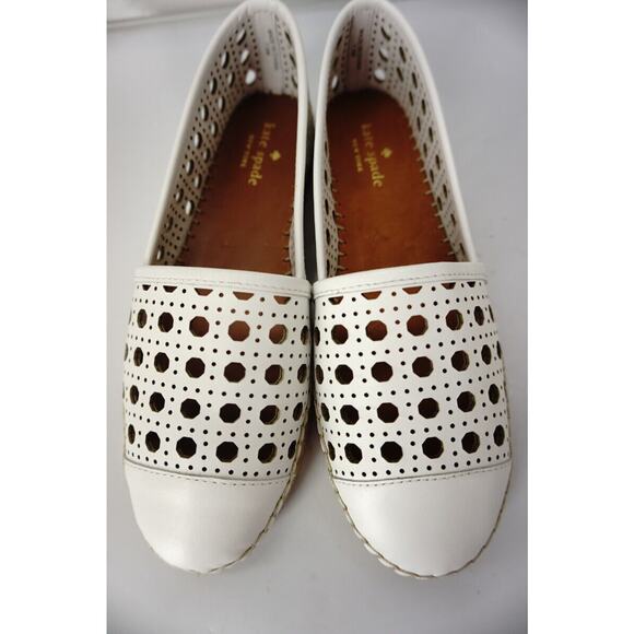 Kate Spade Leonia White Cut Out Perforated Woven Espadrille Flat SZ 7.5 NIB - Picture 7 of 10